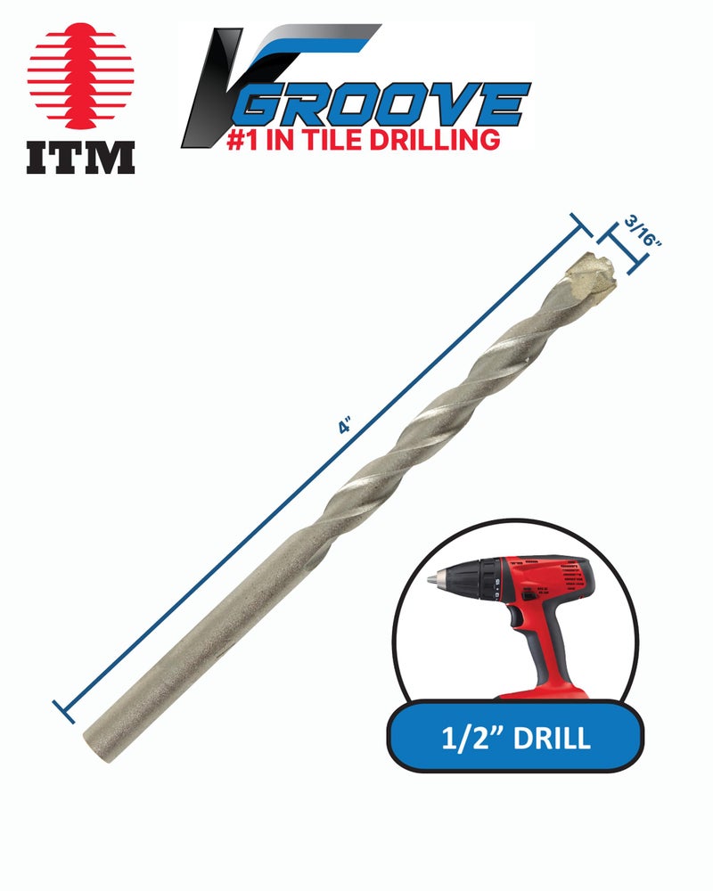 ITM V-GROOVE - VG-4002B - 3/16" X 4" - 25 Pack - Porcelain Tile Drill Bits - Carbide Tipped Drill Bits for Porcelain, Ceramic, Marble, Stone and Glass Tile - Image 2